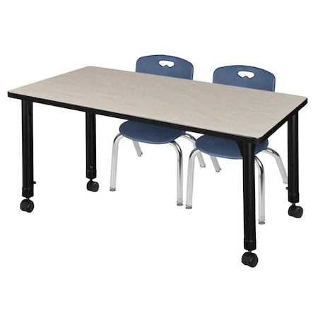 Regency Tables > Height Adjustable > Rectangular Mobile Table & Chair Sets, 48 W, 30 L, 23-34 H, Maple MT4830PLAPCBK45NV